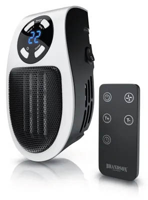 Image de Brandson 500W Radiateur soufflant, Mini radiateur céramique avec télécommande, protection contre la surchauffe, arrêt automatique, noir