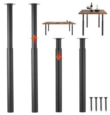 Produktbild von Tischbeine/Tischfüße - 4er-Set Teleskopbeine - Höhenverstellbar 71–110 cm - Tragkraft 544 kg - Kohlenstoffstahl - Rund - Für Schreibtisch, Esstisch, Werkbank