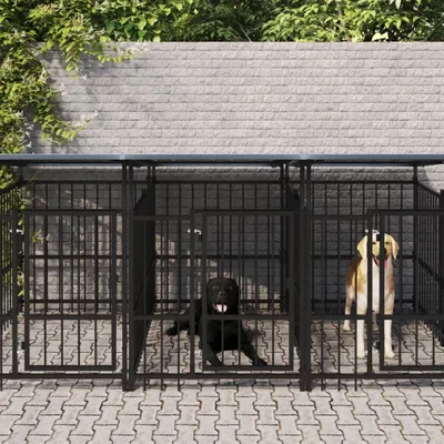 Produktbild von Outdoor-Hundezwinger mit Dach Stahl 15,02 m², Sonstiges Hundezubehör 2024 Neu Design Möbel