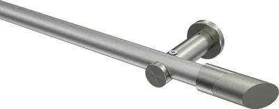Produktbild von Interdeco Gardinenstange / Vorhangstange Silbergrau / Edelstahl-Optik, Typ Platon Verano (Schräge) ohne Ringe, 20 mm Ø 1-läufig, 200 cm