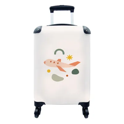 Produktbild von MuchoWow® Koffer Handgepäck Trolley Rollkoffer Kleine Reisekoffer mit 4 Rollen - Flugzeuge - Reisen - Sommer - Cabin Size < 55x40x23 cm & 55x40x20 cm - Fotokoffer - Kabinenkoffer - Boardgepäck - Reise-Box - Reisekoffer - Reisegepäck - Koffer mit Bild - Trolley für Kinder