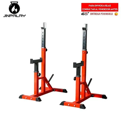 Immagine prodotto di Supporto regolabile per bilanciere - Panca per squat per allenamento della forza - Capacità massima: 200 kg - Regolabile in altezza