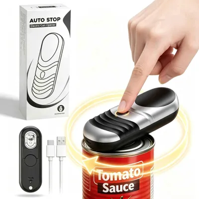 Produktbild von Zimilo Elektrischer Dosenöffner mit USB-C, One-Touch Automatiköffner, 2000 mAh Akku, Glatte Kanten, für runde, ovale & eckige Dosen,Schwarz und Silber