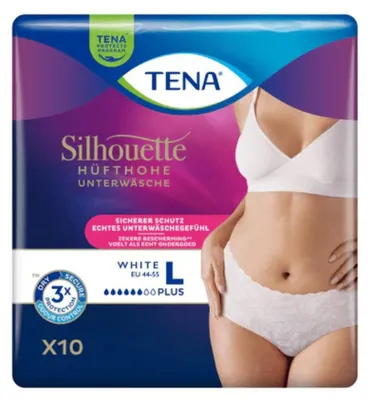 Produktbild von 6x TENA Silhouette Plus White Inkontinenzpants Gr. L | Packung (10 Stück)