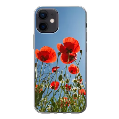 Produktbild von MuchoWow® Handyhülle Schutzhülle Hülle für iPhone 12 Strahlende Sonne über einigen Mohnblumen in Spanien Silikon Softcase Handy Hülle - Schutzhülle