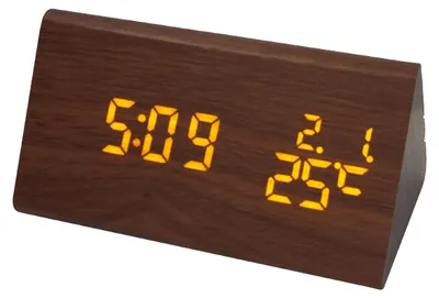 Produktbild von Digitale Tischuhr Holz mit 2x USB Ladeport, 3 Alarme, Temperaturanzeige, Datumsanzeige, 6-stufige Displaybeleuchtung, 12/24h Format