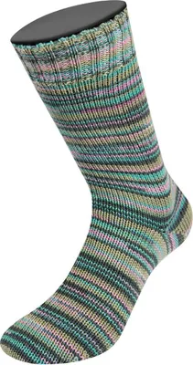 Produktbild von Lana Grossa - Meilenweit 100g Merino Extrafine Cosy 6161 rosa türkis dunkelgrau steingrau gestreift