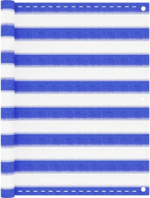 Image de vidaXL Paravent de balcon bleu et blanc 90x300 cm HDPE - Parasols et ombrelles