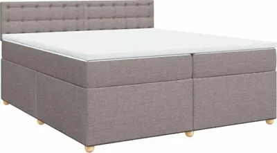 Imagen del producto de Cama con somier y colchón vidaXL, color taupe, 200x200 cm, tapizada en tela