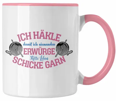 Produktbild von Garn-Tasse Geschenkidee für Strick- und Häkelbegeisterte (Rosa)