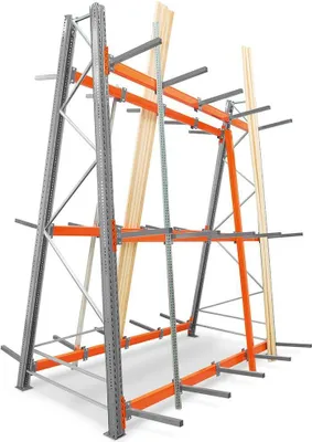 Produktbild von Vertikalregal doppelseitig TAURUS | Grundregal | HxBxT 350x270x100cm | Vertikallast 1200kg | Silbergrau/Reinorange