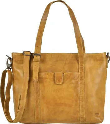 Produktbild von Bear Design Damen Tasche Ledertasche Shopper Schultertasche Handtasche Leder senfgelb 34x27cm Cow Lavato CL36739