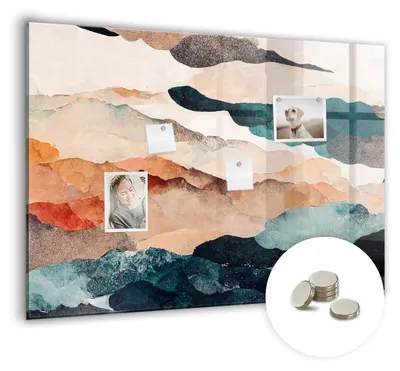 Produktbild von Dekorative Magnettafel 100x70 cm - Magnetwand - für Fotos, Karten und Notizen - Fotowand - Memoboard - Magnetpinnwand - Wanddekoration - Abstrakte Landschaft