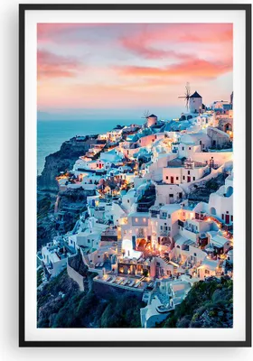 Produktbild von Gerahmtes Poster - Schwarzer Rahmen - Santorini Griechenland anzeigen - 61x91,5 cm - Wand Bild - Wanddeko - Wandbilder - Kunstposter - Wandposter - Bilderrahmen - Bilder - Kunstdruck - P2BPA61x91-4784