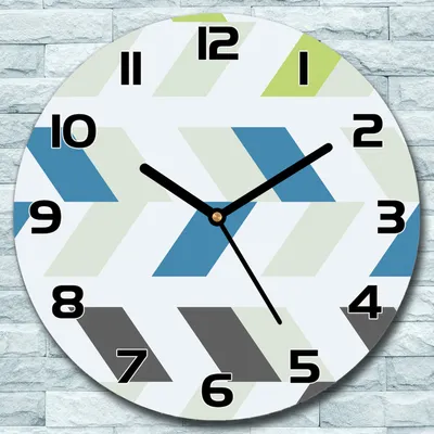 Produktbild von Wanduhr aus Glas Rund fi 30 Fischgrätenmuster Quarz Deko Schlafzimmer Büro