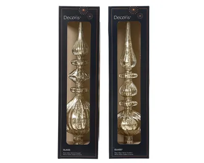 Produktbild von Christbaumspitze Glas 35cm Antik 1 Stück sortiert - Silber