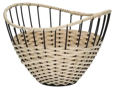 Zdjęcie produktu dla Koszyk Pomax Trix, metalowy, kolor naturalny/czarny, średnica 24,5 cm, wysokość 18 cm