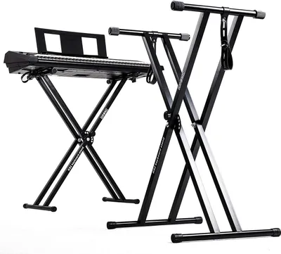 Produktbild von Duronic KS2B schwarzer Keyboardständer mit Befestigungsgurt – höhenverstellbar, zusammenklappbar, transportabel – Schnellverschluss (Keyboard-Ständer)