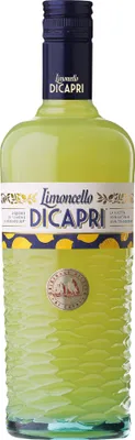 A bottle of Limoncello di Capri on a white background.