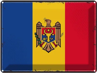 Produktbild von vianmo Blechschild 30x40 cm Moldau Retro Moldova Flagge Fahne Wappen