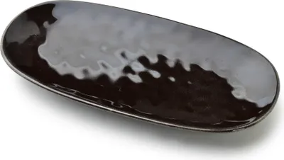 Image de Plat de service en céramique Basic Nature, plat ovale 26 x 13 cm, tons naturels, 1 pièce