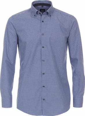 Produktbild von VENTI Herren Businesshemd Langarm Button-Down Modern-Fit Blau Karo 42