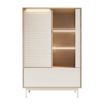 Produktbild von Vitrine FLORENCE 2D1W mit LED-Beleuchtung, Eiche geölt / Kaschmir