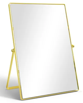 Produktbild von Spiegel, rechteckig, 30x20 cm, mit verstellbarem Winkel und goldfarbenem Metallrahmen