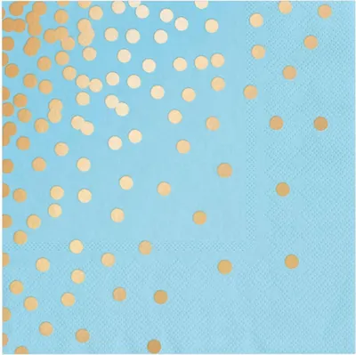 Immagine prodotto di Tovaglioli blu con puntini dorati 33x33cm, 10 pezzi.