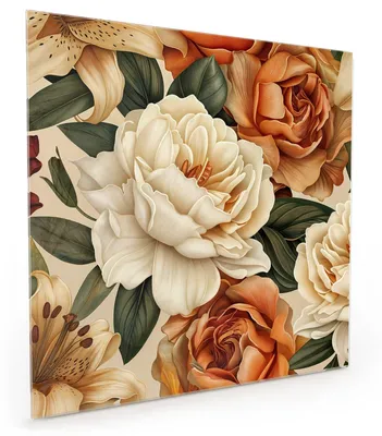 Produktbild von Küchenrückwand Spritzschutz Glas mit Motiv Blumenpracht 40 x 40 cm