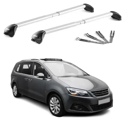Imagen del producto de Portaequipajes para Seat Alhambra II, modelos de 2010 a 2020, capacidad de 100 kg, aluminio, color plateado, 2 unidades, Imagen generada por IA