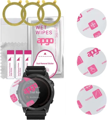 Produktbild von apgo 3 Stück Schutzglas, klar, kompatibel mit Garmin Tactix 7 Pro Smartwatch, Hybrid 8H, Ersatz für Hartglas, Displayschutzglas, Bildschirmschutz, Displayschutz, kratzfest