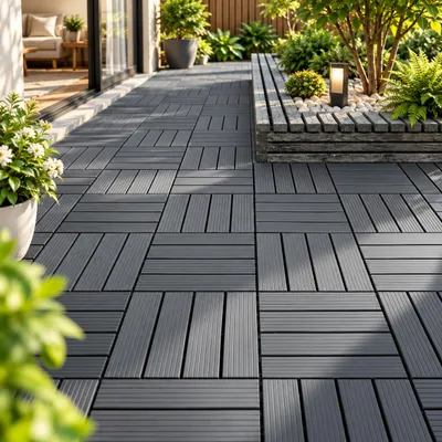 Produktbild von 44 Stück Terrassenfliesen 30x30x2 cm, ca. 4 m², Klicksystem, wetterfest, rutschfest, wasserabweisend, für Balkon, Terrasse und Garten