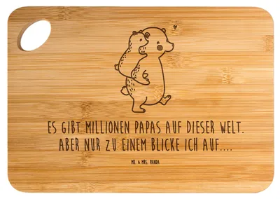 Produktbild von Mr. & Mrs. Panda Holzbrett Papa Bär - Transparent - Geschenk, Vatertag, Vater, Schneidebrett, Frühstücksbrettchen, Hackbrett, schneidbrett, Geburtstag, Muttertag, Brett