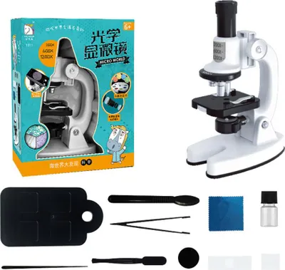 Produktbild von Optisches Mikroskop Kit 100x 400x1200x Vergrößerung Kinder Pädagogische Wissenschaft Spielzeug Basic weiß