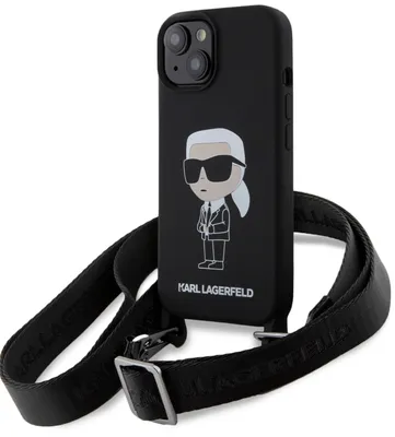 Immagine prodotto di Karl Lagerfeld Klhcp15Sscbsknk Custodia rigida per Iphone 15 / 14 / 13 6.1 Czarny/Nero Crossbody Silicone Ikonik