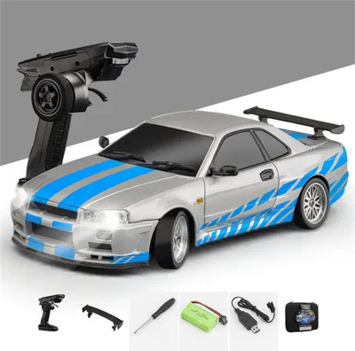 Obrázek produktu pro LDRC 1899 RTR 1/18 RC Drift Car GTR R34 2.4GHz 10km/h Dálkově ovládané auto On-Road Racing Model Dětská hračka, stříbrná LD1899S
