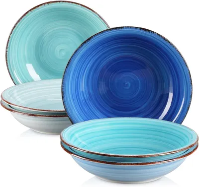 Produktbild von vancasso Steinzeug Suppenteller Set BONITA 6-teilig 21,3 cm Blau