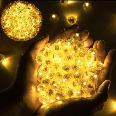 Produktbild von Phyooest 50 Stück LED Ballons Lichter, Mini LED Licht Leuchtkugeln, Runde Led Ballonlichter Warmweiß Weihnachtsdeko für Papierlaterne, Weihnachten, Hochzeit, Geburtstag, Party Deko
