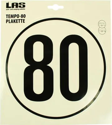 Produktbild von LAS Tempo-80 Plakette, selbstklebend für LKW, Anhänger, Wohnwagen u.v.m.