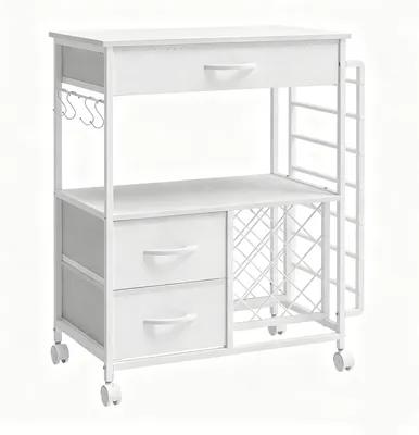 Produktbild von Rollwagen mit 3 Schubladen und Regal Weiss Bastelwagen Arbeitswagen Beistellwagen 60x35x76 cm