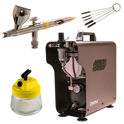 H&S Evolution 121233 und Sparmax TC-620X Kompressor - Profi Airbrush Set 24