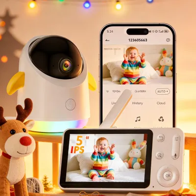 Produktbild von Babyphone mit Kamera und App 5 Zoll Video Babyphone WLAN mit Verstellbarem Nachtlicht Automatischer Bewegungserkennung Weinerkennung Nachtsicht