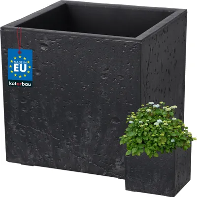 Immagine prodotto di KOTARBAU® Vaso da fiori quadrato 29 x 29 x 29 cm Coprivaso in PVC effetto cemento Vaso da fiori per esterni e interni Coprivaso antracite con vaso interno
