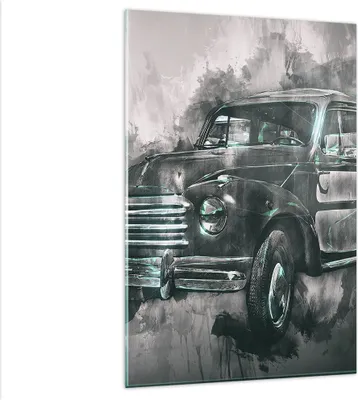 Produktbild von Bilder auf glas - Einteilig - Auto Retro - 80x120cm - Glasbilder - Wandbilder - Bilder - Kunstdruck - zum Aufhängen bereit - Wanddekoration aus Glas - Glas Bilder - Wandbild auf Glas - GPA80x120-3834