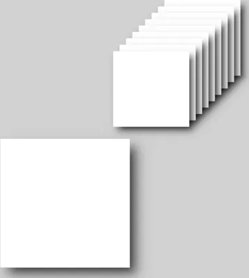 A stack of square white panels and one rectangular white panel are shown against a light gray background.