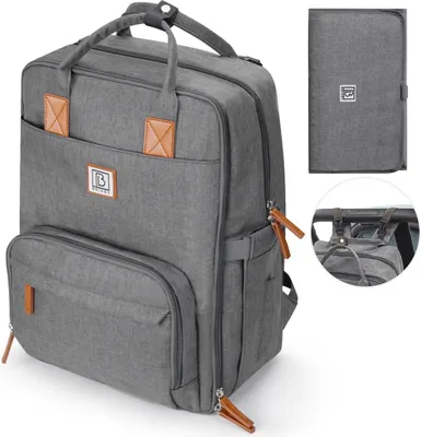 Produktbild von Robuste Wickeltasche von Brisby – mit Kinderwagenbefestigung – Dunkelgrau