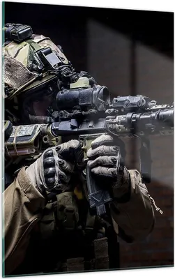 Produktbild von Bilder auf glas - Einteilig - Soldat Gewehr - 50x70cm - Glasbilder - Wandbilder - Bilder - Kunstdruck - zum Aufhängen bereit - Wanddekoration aus Glas - Glas Bilder - Wandbild auf Glas - GPA50x70-3785