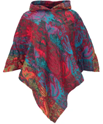 Produktbild von Poncho mit Kapuze, Goa Hippie, Boho Poncho - Regenbogen, Damen, Mehrfarbig, Polyacryl, Jacken, Mäntel & Ponchos
