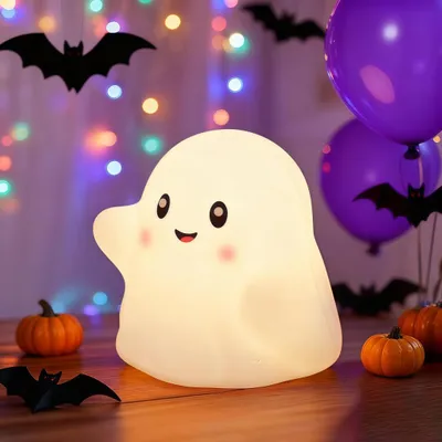 Produktbild von Geister-Nachtlicht für Kinder, 19 Klänge, 30-Min-Timer, 3 Lichtmodi, Silikon-Touch-LED, wiederaufladbar, 1200mAh